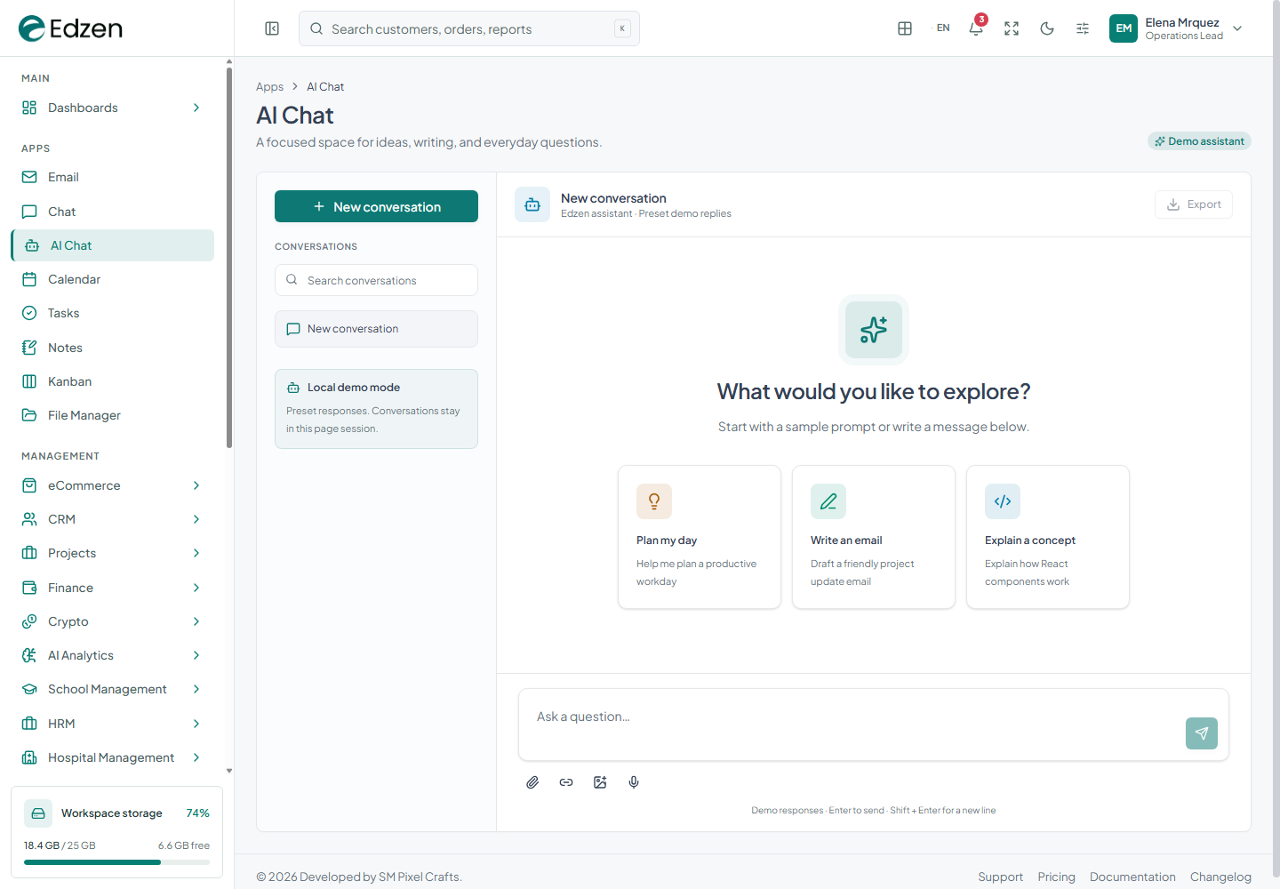 AI Chat screenshot from the current Edzen project